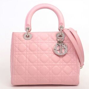 Christian Dior Classic Medium Cannage Stitch 2 Way Shoulder Bag Silver Hardware